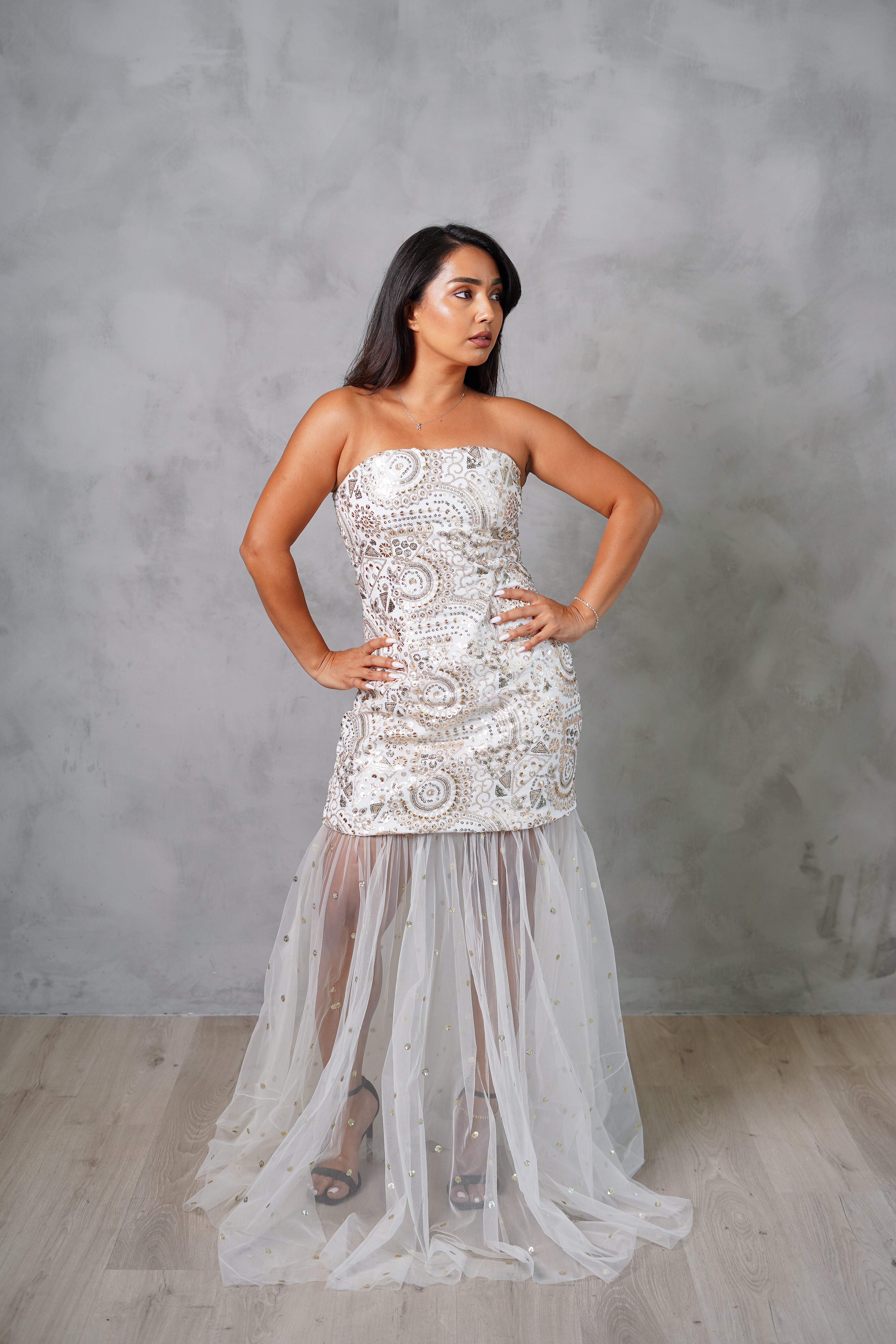 White Brocade Gown