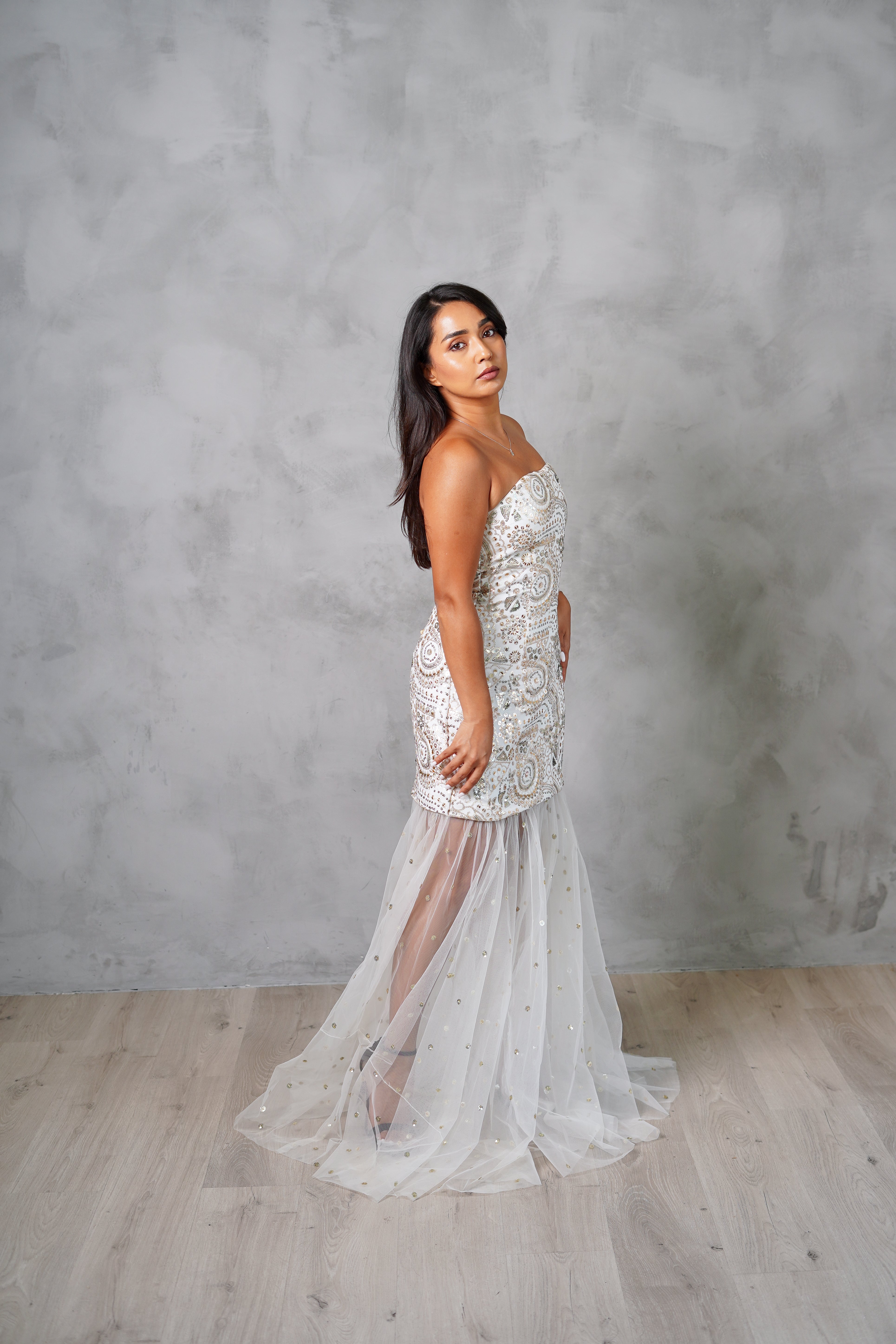 White Brocade Gown