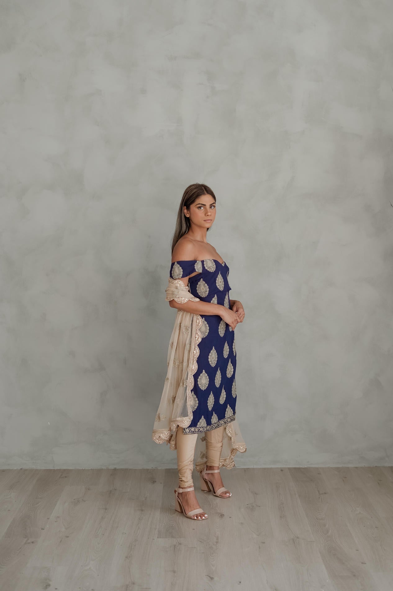 BH Signature Suits | Off Shoulder Limited Edition Shawl Deep Cobalt