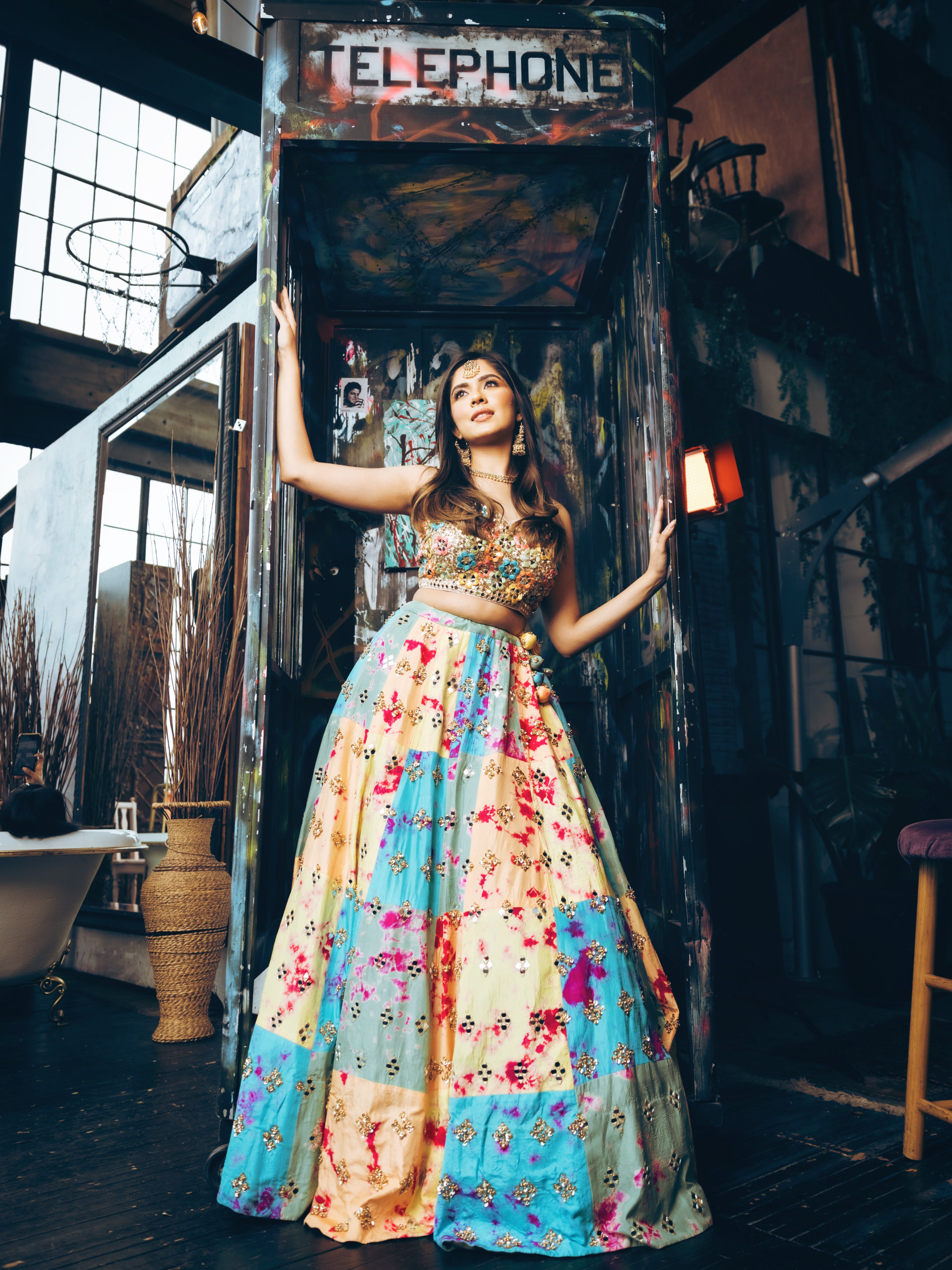 Tie Dye Glass Lehenga Set