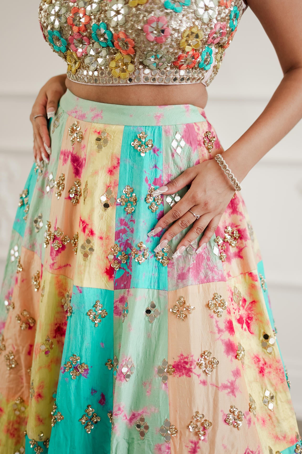 Tie Dye Glass Lehenga Set