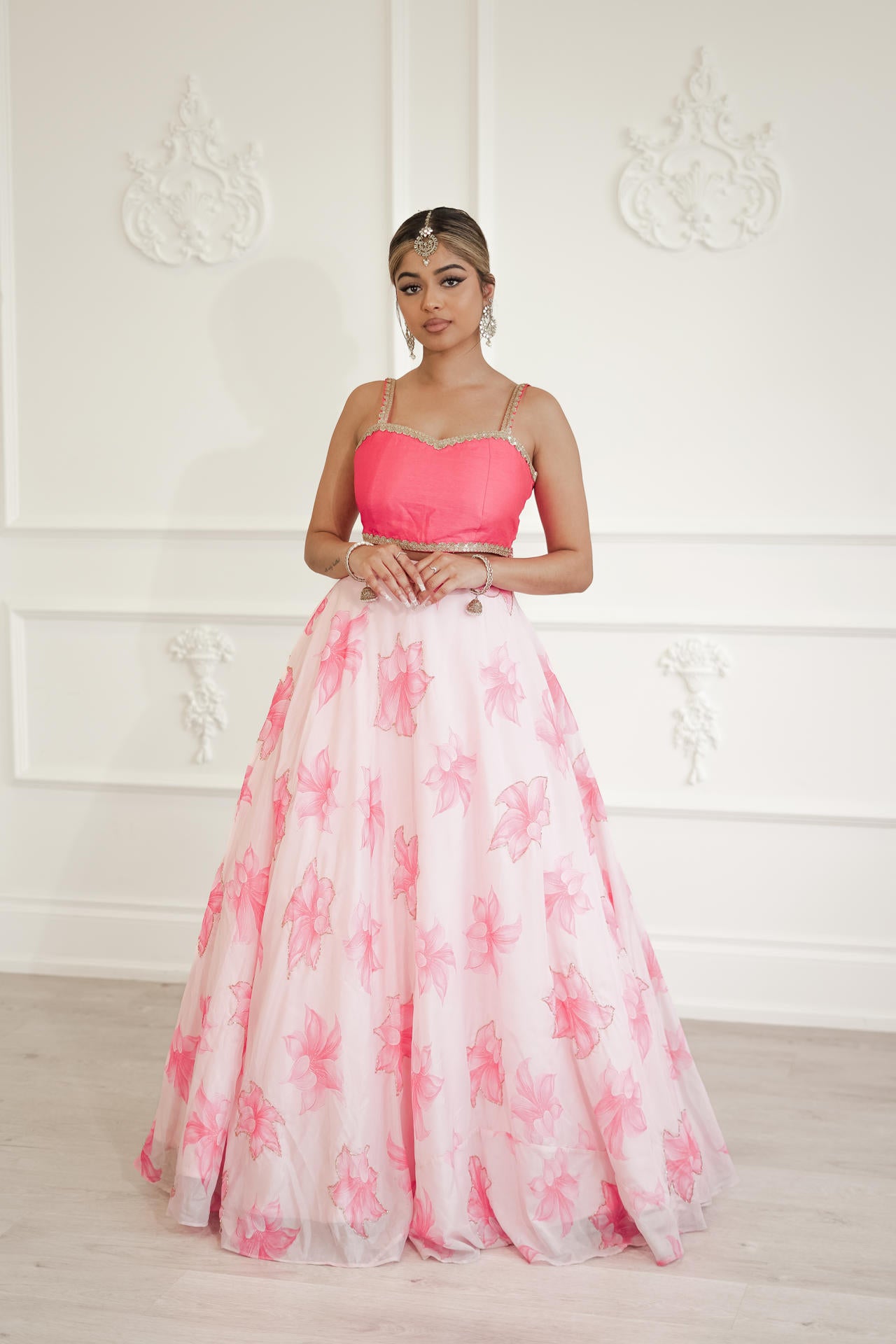 Pink Floral Lehenga Set