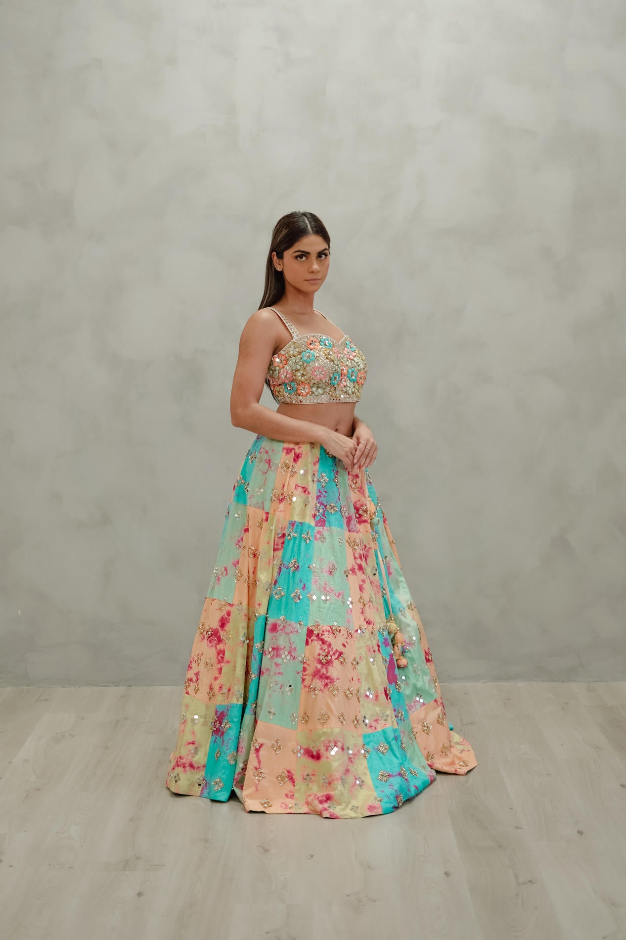 Tie Dye Glass Lehenga Set