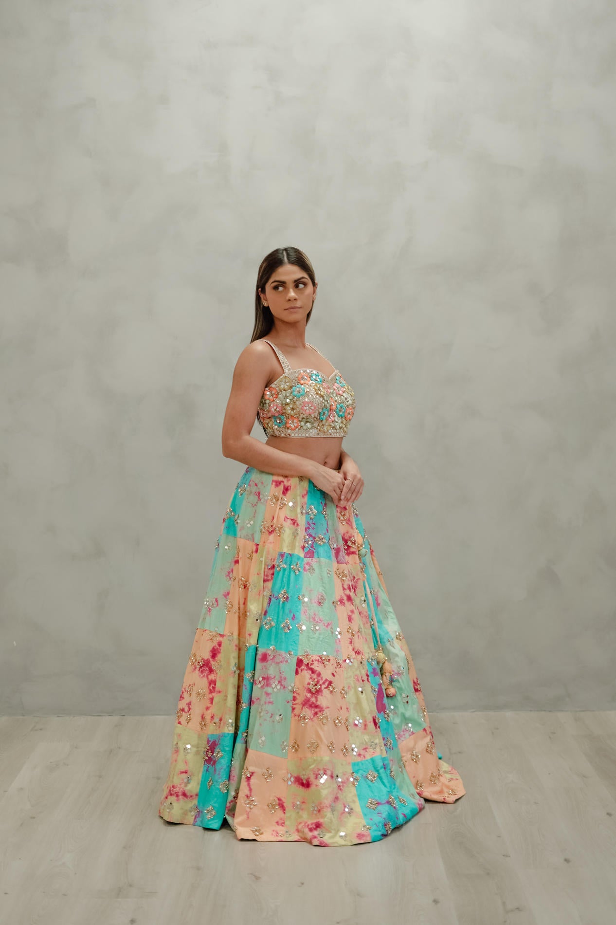 Tie Dye Glass Lehenga Set