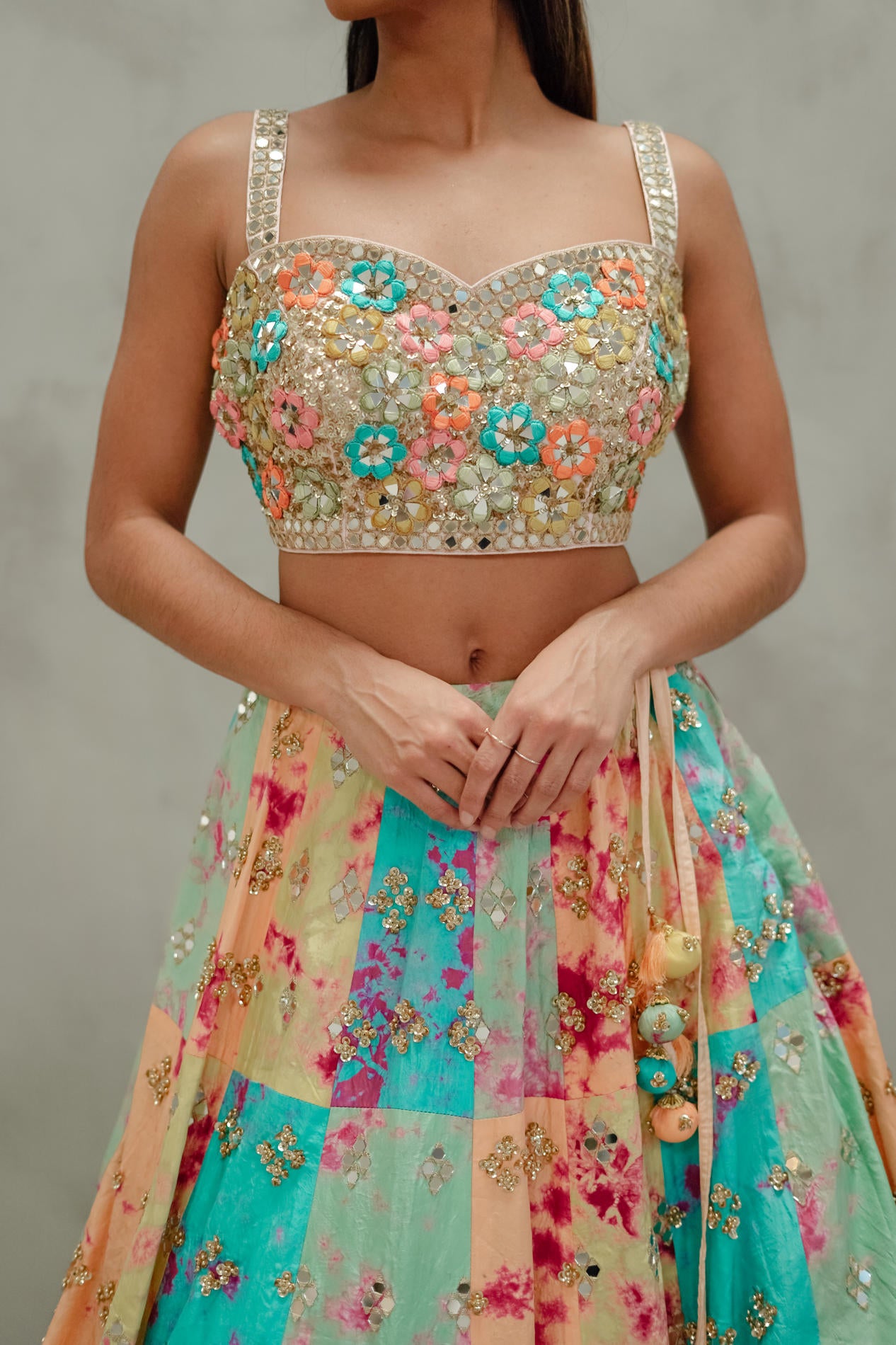 Tie Dye Glass Lehenga Set