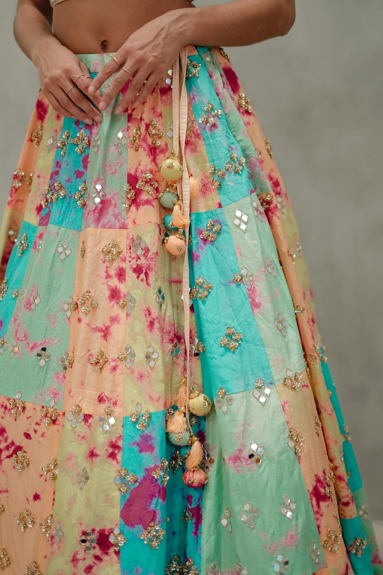 Tie Dye Glass Lehenga Set