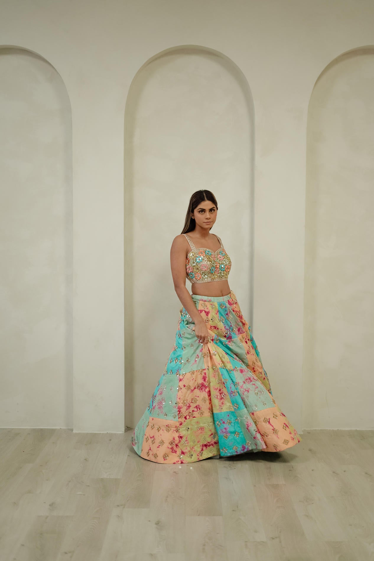 Tie Dye Glass Lehenga Set