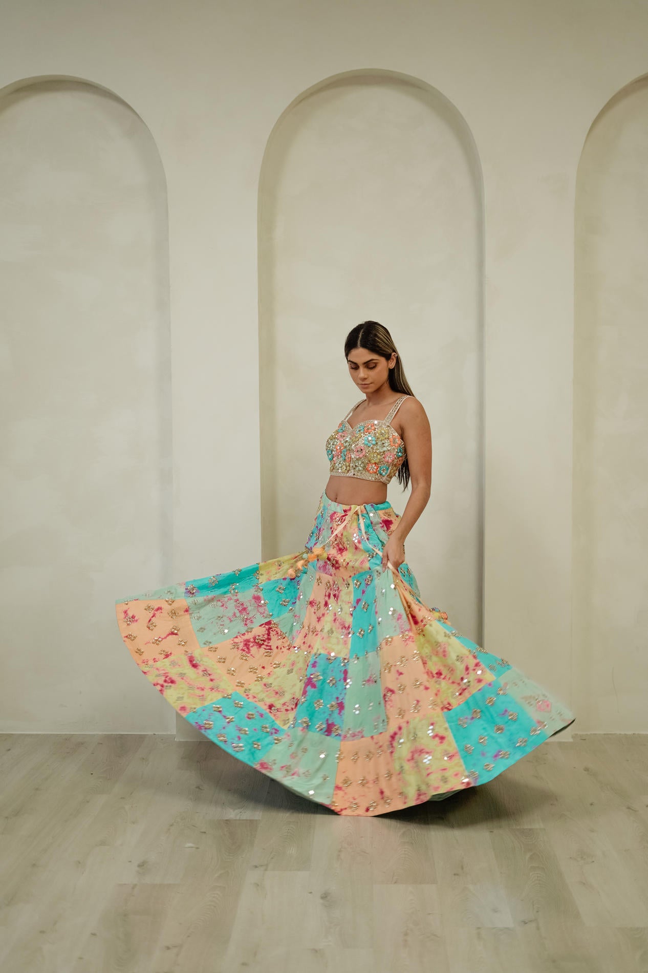 Tie Dye Glass Lehenga Set