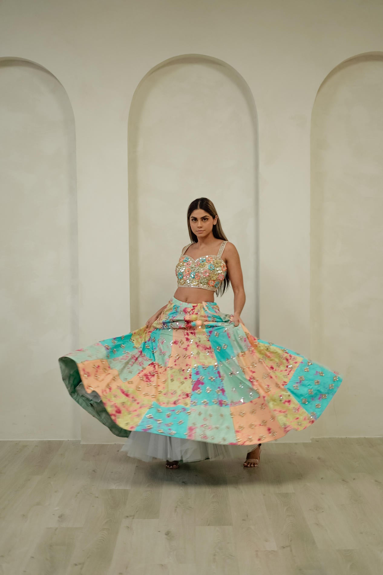 Tie Dye Glass Lehenga Set