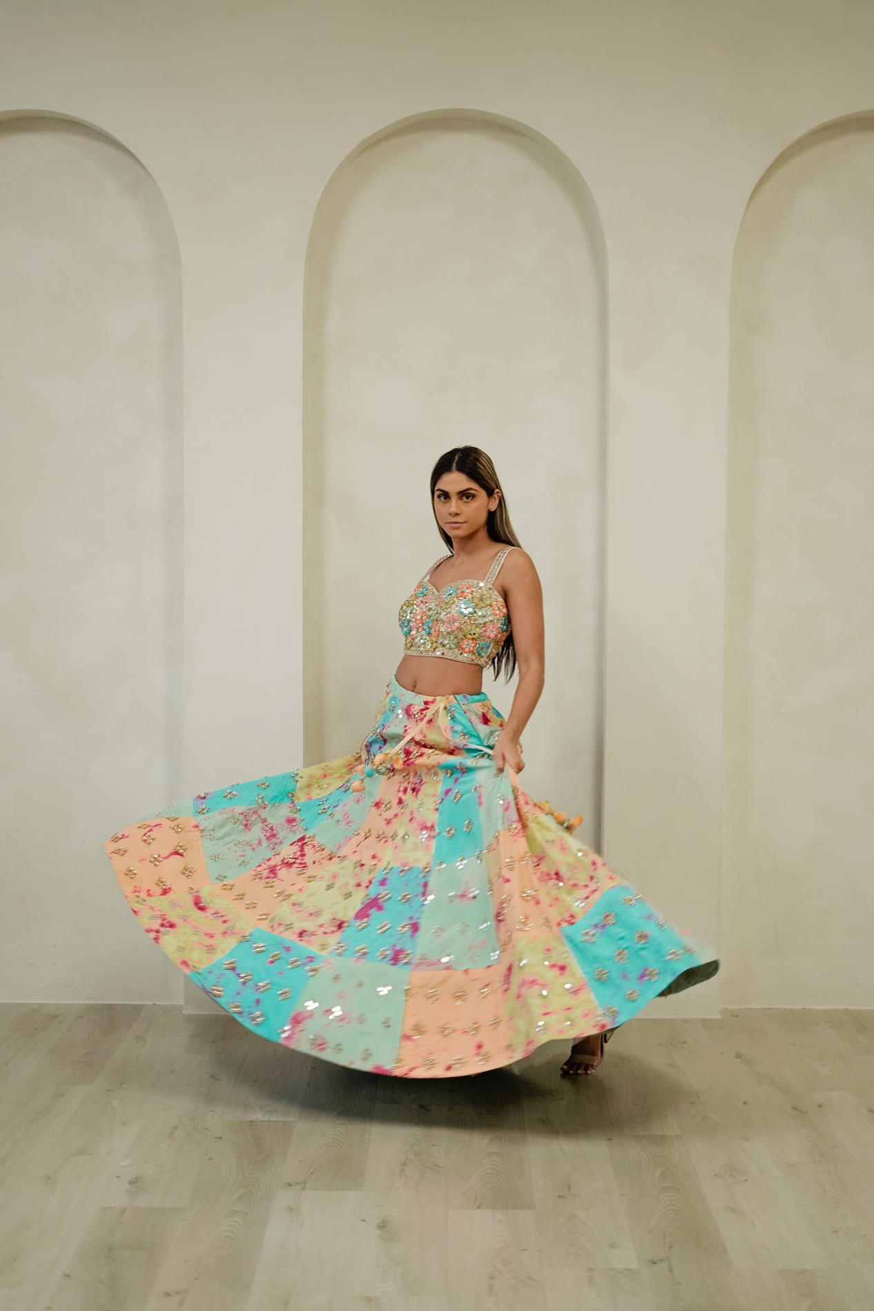 Tie Dye Glass Lehenga Set