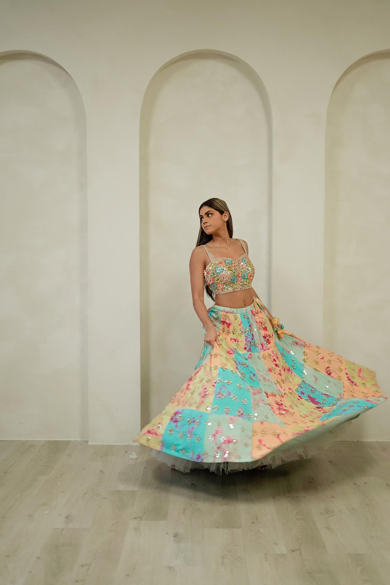 Tie Dye Glass Lehenga Set