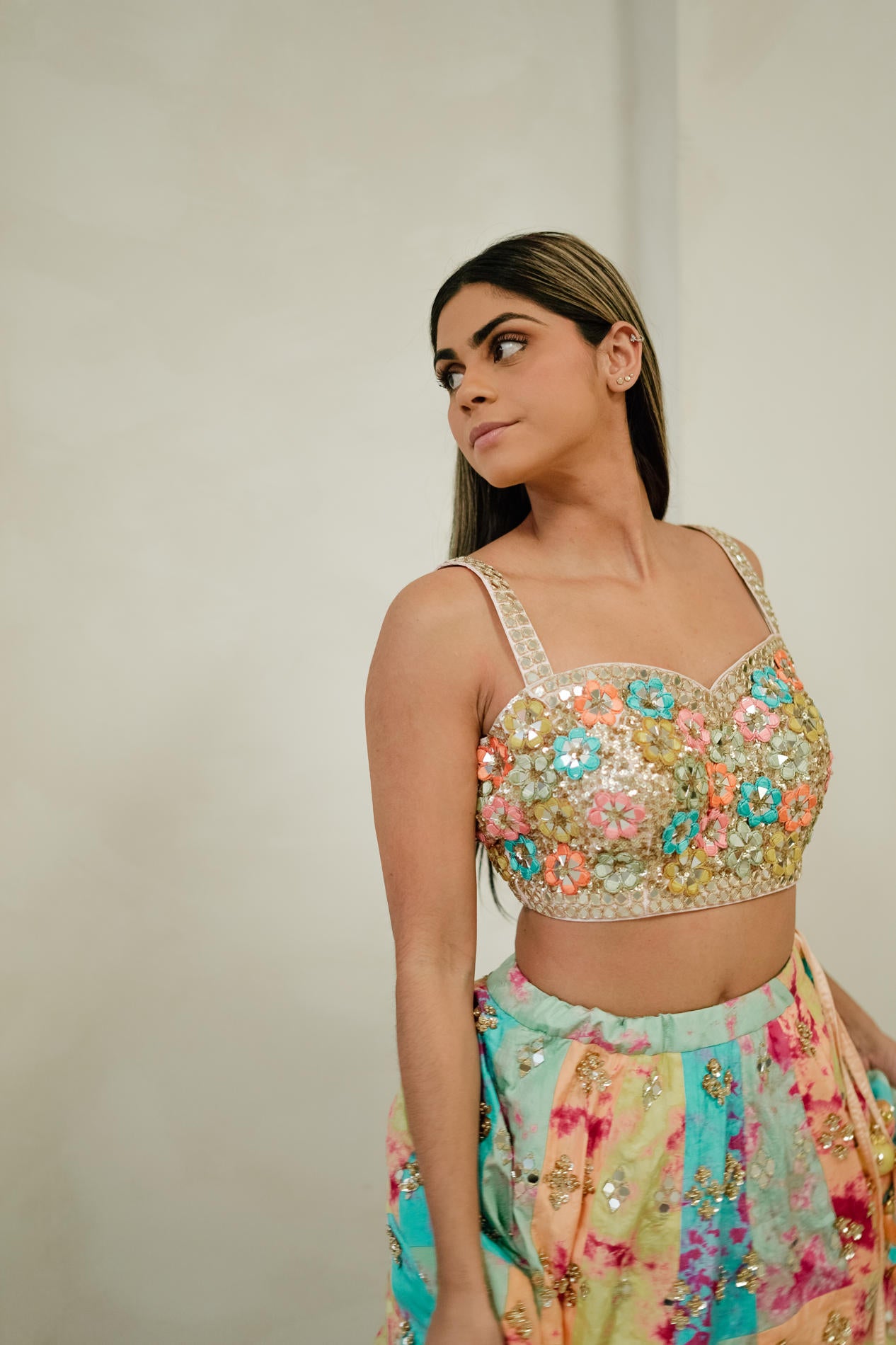 Tie Dye Glass Lehenga Set