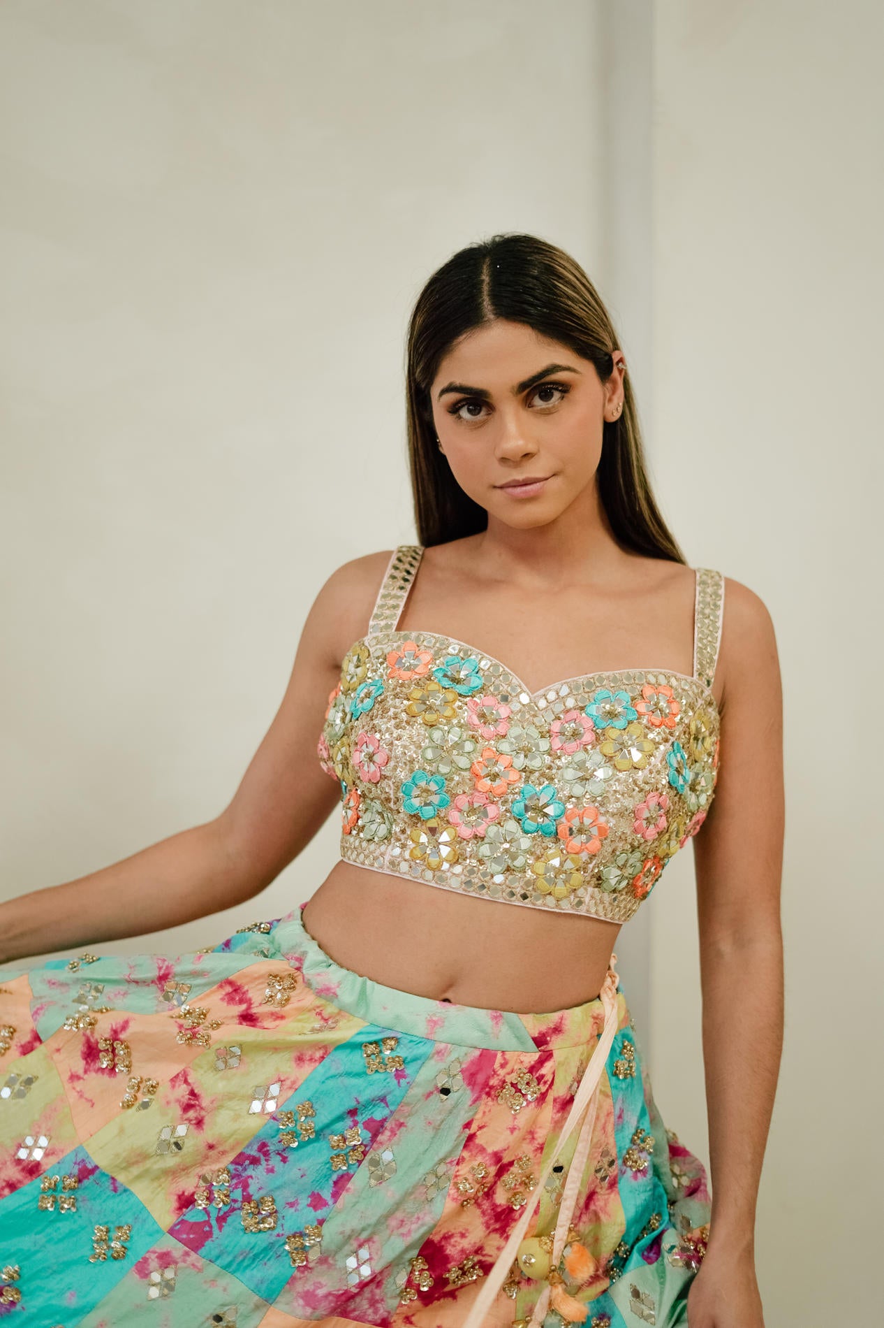 Tie Dye Glass Lehenga Set