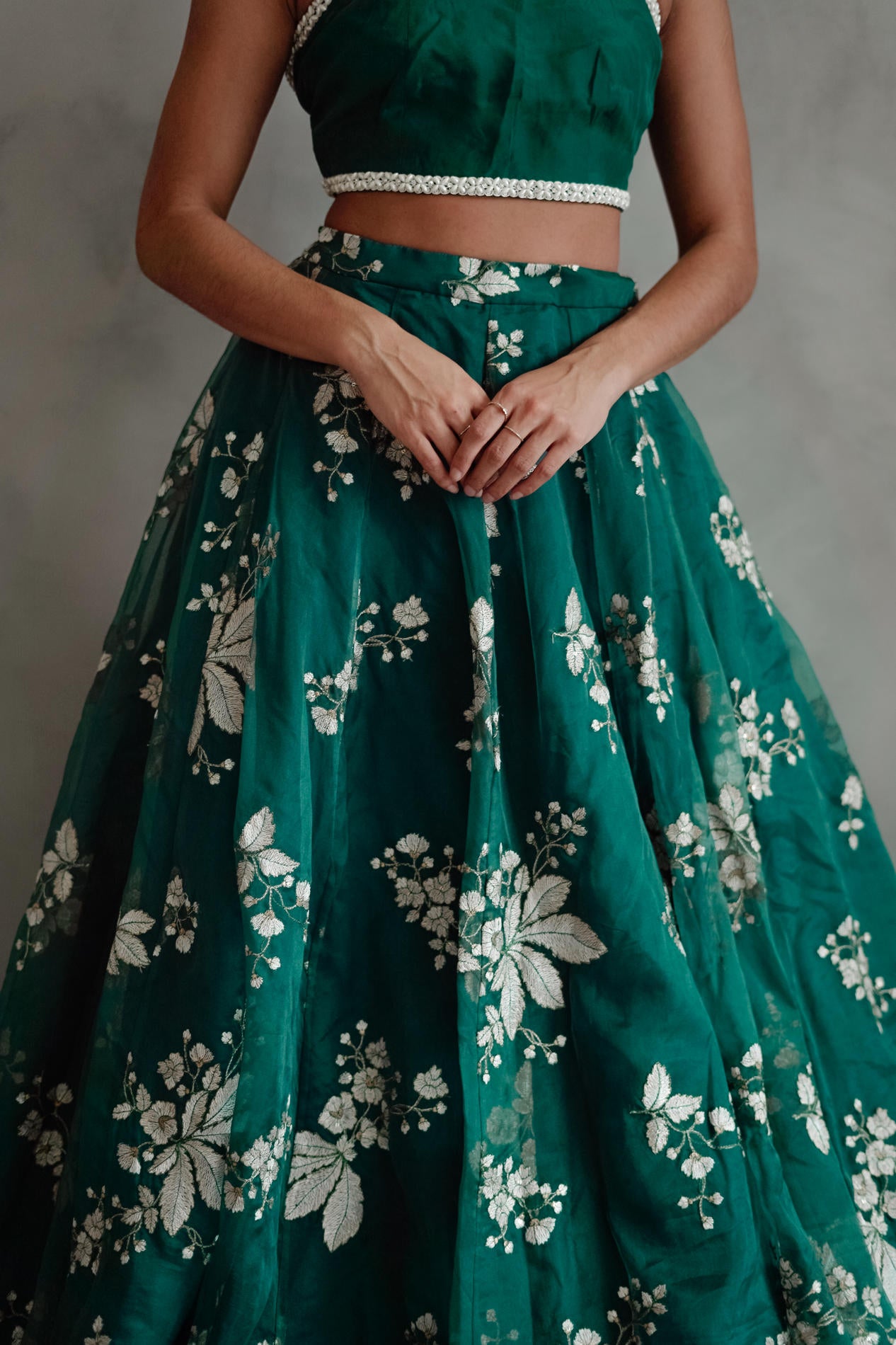 Teal Flower Lehenga Set