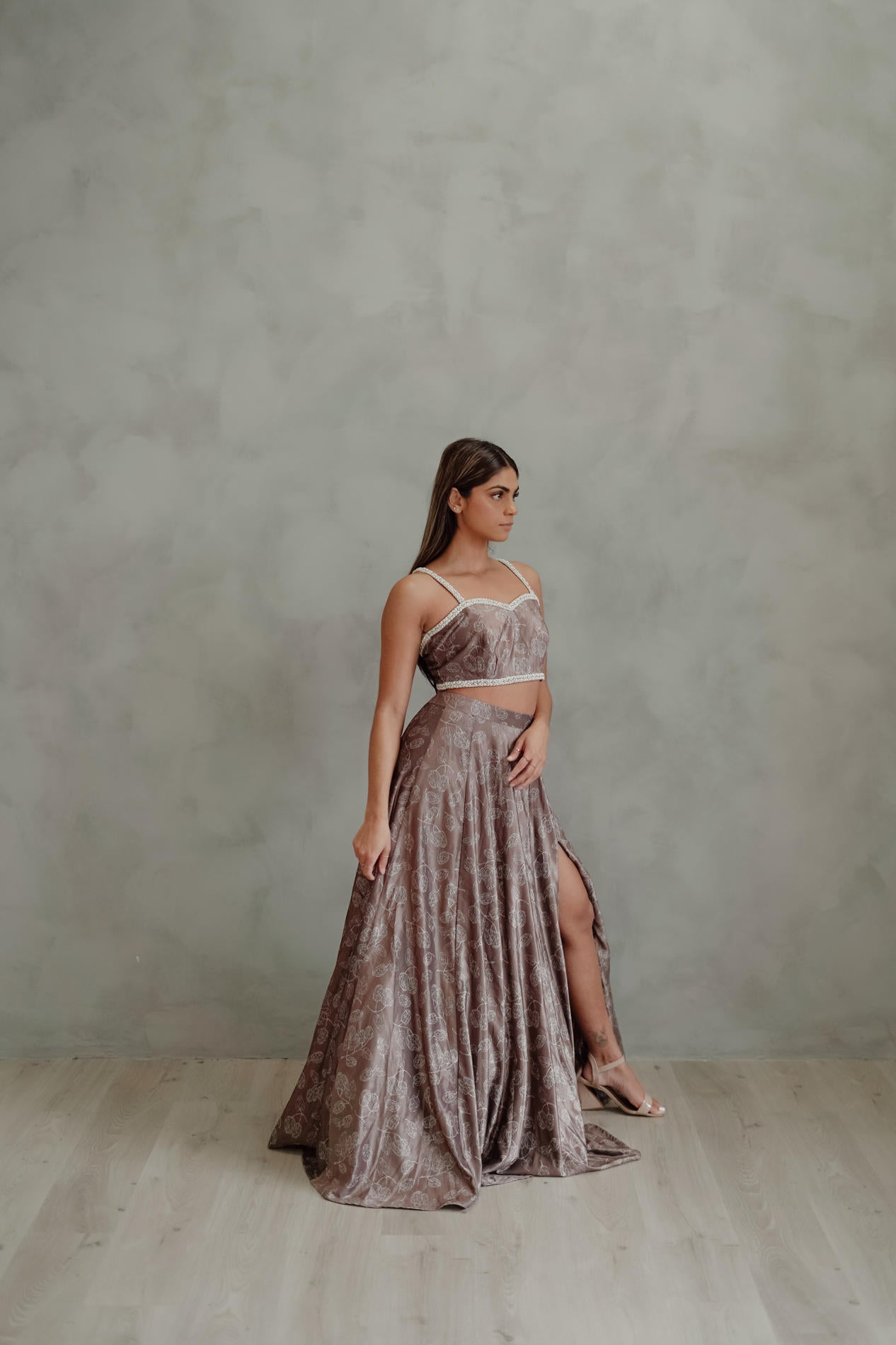 Velvet Leafy Lehenga Set