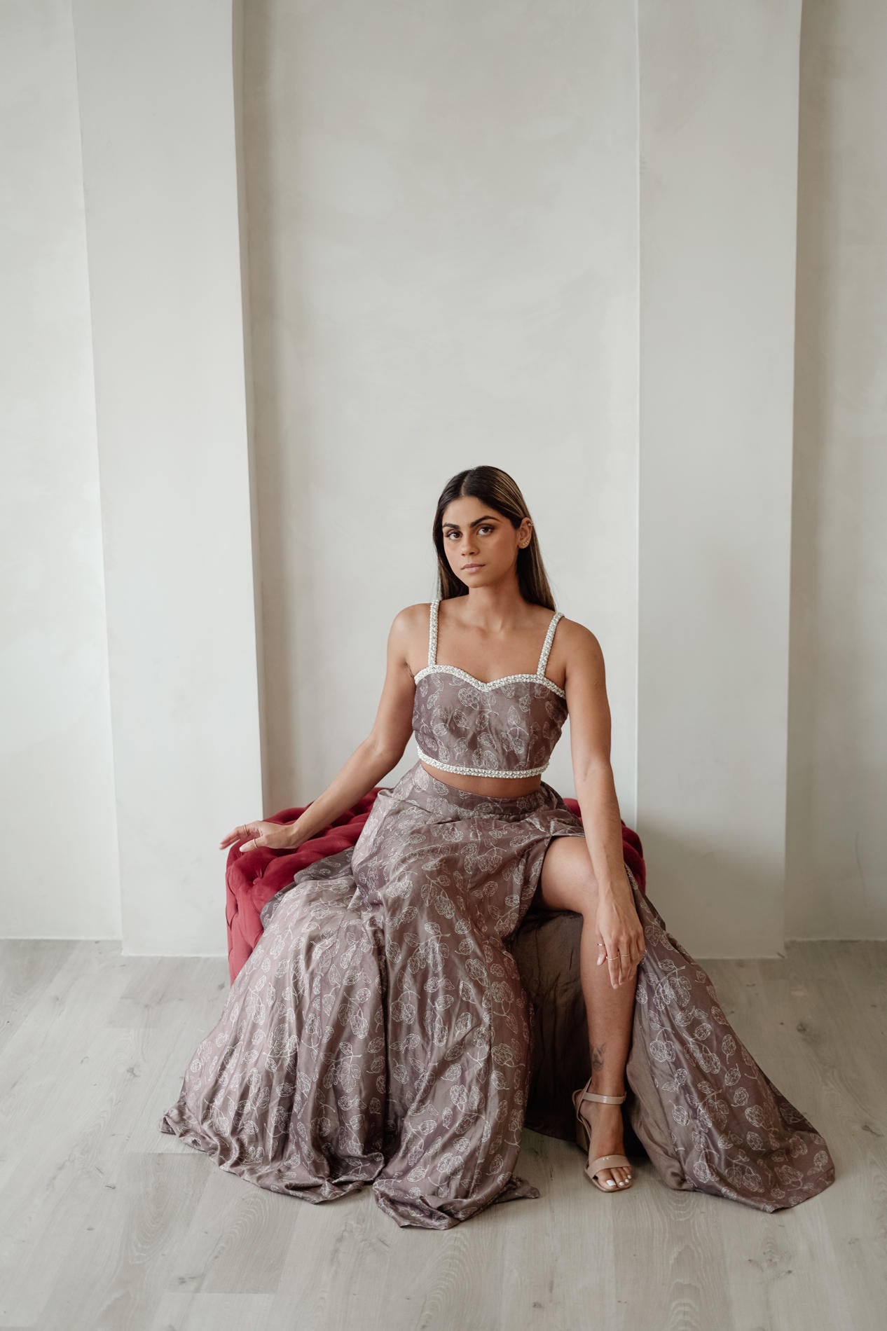 Velvet Leafy Lehenga Set