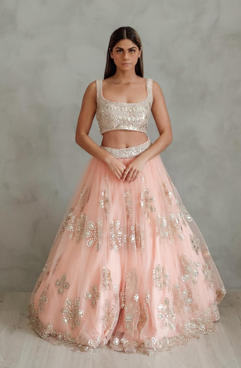 Sorbet Leather Lehenga Set